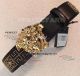 Perfect Replica Versace Gold Buckle And Pattern Gold Diamonds Black Leather Belt (3)_th.jpg